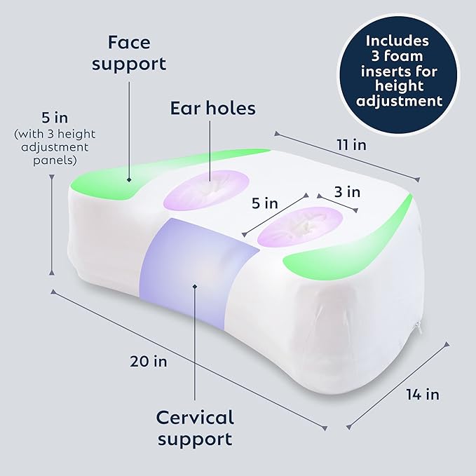 – Side Sleeping Pillow | Height Adjustable | Ear Pain Relief | CPAP Pillow | Wrinkle Prevention | TMJ | Advanced Memory Foam with Soft Cover (Soft)