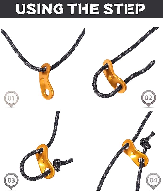 Hikeman Heavy Duty Camping Rope - 6 Pack 5mm Outdoor Reflective Guy Lines with Tensioner Adjuster Strong Nylon Cord for Large Tent Big Tarp Canopy Tie Downs (Fluorescent Green)