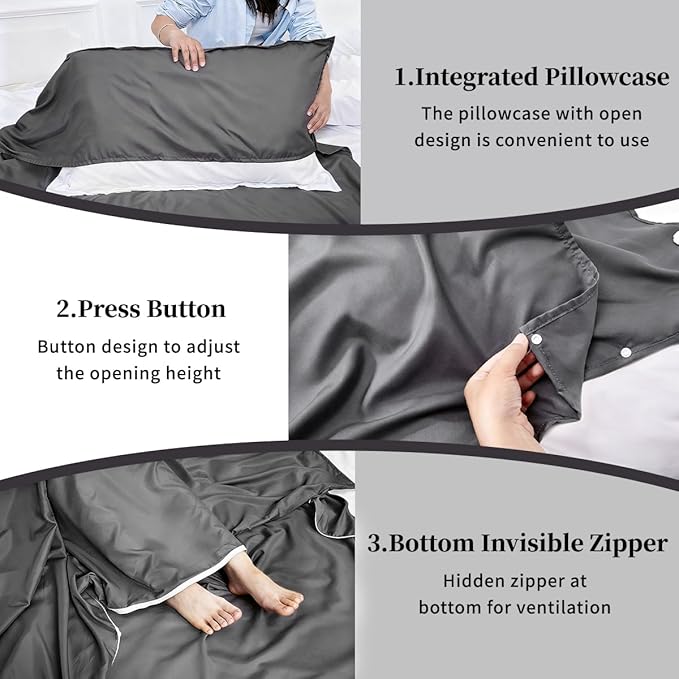 Sleeping Bag Liner Lightweight Compact Sleeping Bag Sack Portable Clean Travel Sheet Camping Sleep Sheet for Backpacking Hotel Hiking