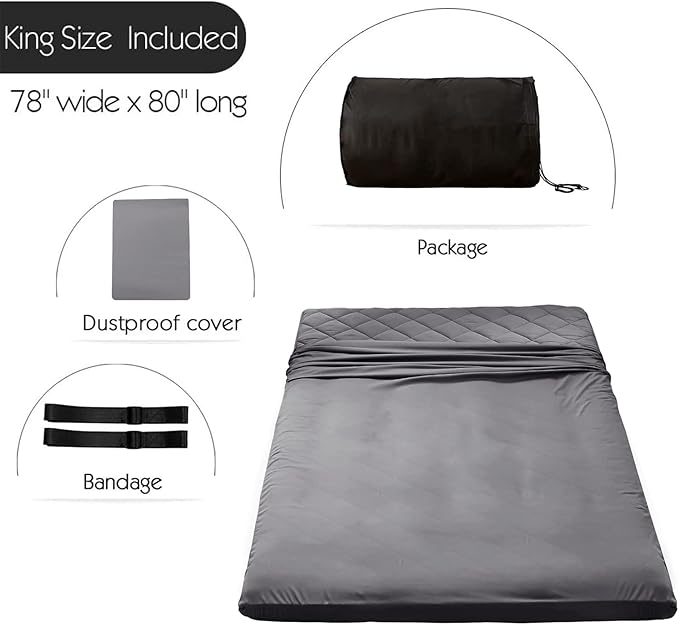 MAXYOYO Japanese Floor Futon Mattress King Size, Floor Bed for Adults, Roll Up Folding Mattress, Diamond Patterned Japanese Futon Bed, Dark Grey