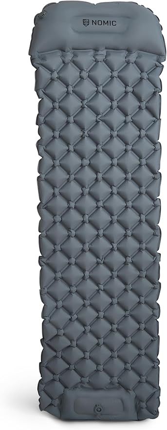 Nomic SOLAIR Self Inflating Sleeping Pad with Built-in Foam Pump, 30s Inflate / 5s Deflate, Integrated 5" Pillow, 77 x 23 x 2 in, Est. R-Value 2