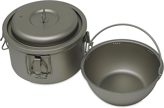 Valtcan 3200ml Titanium Rice Cooker Pot Home and Camping Backpacking Bento Lunch Box with locking Lid for Rapid Easy Rice Making 867g