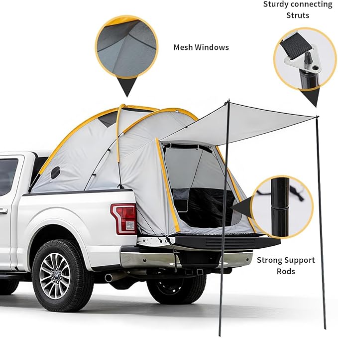 Waterproof 210D Oxford Truck Bed Tent – Quick Setup Camping Shelter with Sealed Floor – Fits Pick-Up Trucks – Ideal for Outdoor Adventure, Travel, Camping