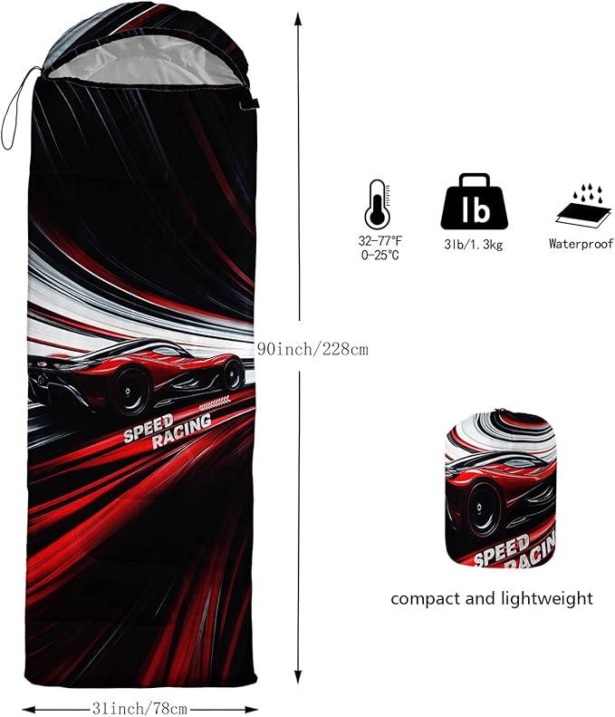 Print sleeping bag,sleeping bags,Outdoor Camping Sleeping Bag，Suitable For Children Boys And Girls Portable,Waterproof,Compact And Lightweight,Great For Outdoor Camping,Backpacking And Hiking