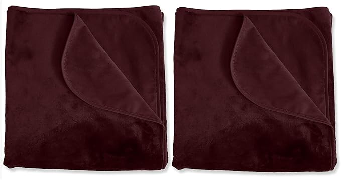Mambe Silky Waterproof Throw for Protecting Furniture Bed Couch from Stains Caused by Dogs, Cats, Incontinence. Soft, Washable, Reversible. (Size Small 2-Pack 30x35 inches, Color Merlot)
