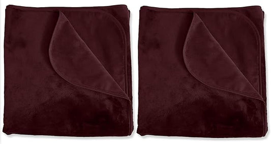 Mambe Silky Waterproof Throw for Protecting Furniture Bed Couch from Stains Caused by Dogs, Cats, Incontinence. Soft, Washable, Reversible. (Size Small 2-Pack 30x35 inches, Color Merlot)