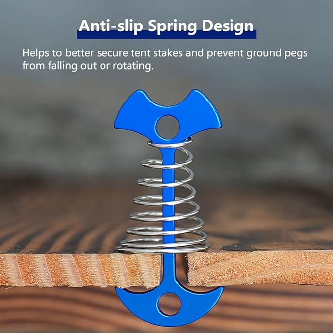 Fishbone Deck Anchor Pegs with Carabiners, Aluminium Tent Stakes with Spring Buckle, Windproof for Outdoor Camping Hiking (10Pcs Silver)
