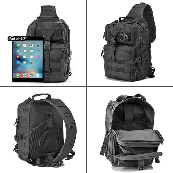 Men's Tactical Sling Bag Small Sling Backpack Military Rover Shoulder Bag Molle Assault Range Bag Camping Hunting