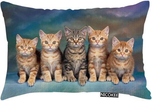 Throw Pillow Cover Kitten Series Cute Cat Decorative Pillow Case Home Decor 20x12 Inches Pillowcase