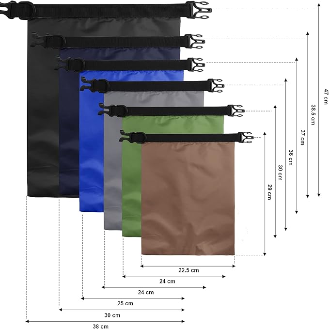 Shappy Waterproof Dry Bag Set 6 Sizes Lightweight Sacks and Long Adjustable Shoulder Strap Outdoor Water Proof Keep Gear Dry Bag Stuff Sacks for Backpacking, Boating, Hiking, Camping