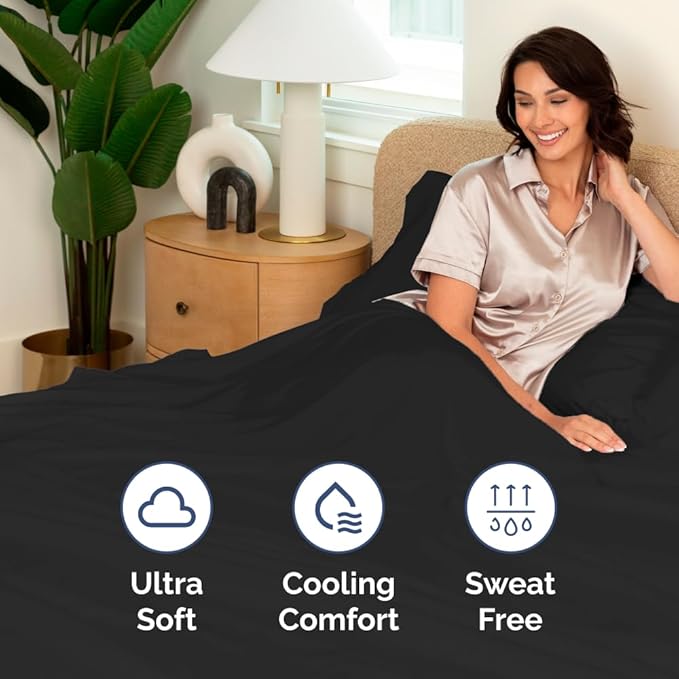 Full XL Bed Sheet - 4 Piece Full XL Bed Sheets Set - Soft, Breathable & Cooling - Hotel Luxury Bedding for Women, Men, Kids, Teens, Boys & Girls - Deep Pockets, Comfy, Fade and Wrinkle Free - Black