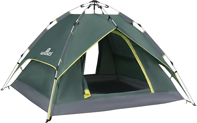 Camping Tent Automatic 2-3 Person Instant Tent Pop Up Ultralight Dome Tent 4 Seasons Waterproof & Windproof Camping Tent with Removable Outer Tarpaulin, Double Layers