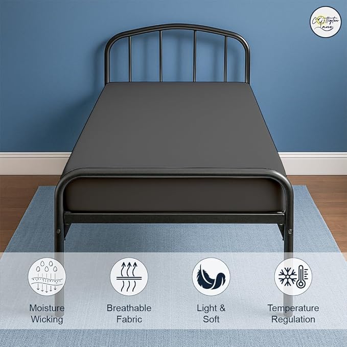 Cot Fitted Sheet 30 x 75, 100% Egyptian Cotton, 1 PC Cot Size Bottom Sheet Only, Perfect for Narrow Twin, Camp Bunk, Army Cots, Trifold Mattress, Camping Cot, Guest Bed Replacement(Dark Grey)