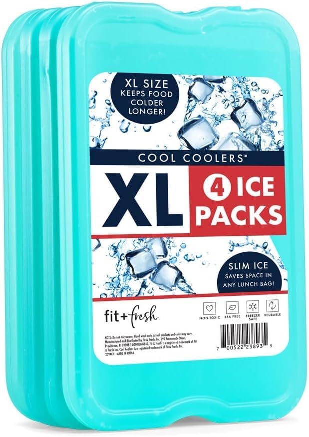 Cool Coolers by Fit + Fresh Slim Compact Reusable XL Ice Pack, Perfect for Lunch Boxes, Coolers, and Beach Bags