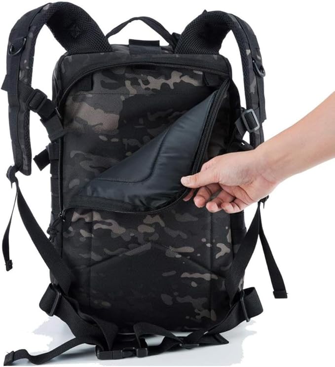 REEBOW GEAR Military Tactical Backpack for Men Large 34L Army 3 Day Assault Pack Molle Bag Backpacks (34L, Black Camouflage)
