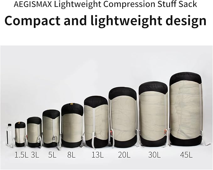 New 1.5L-45L Ultralight Compression Sack for Sleeping Bag Accessories Waterproof Nylon Stuff Sack Outdoor Ultralight Storage Bag