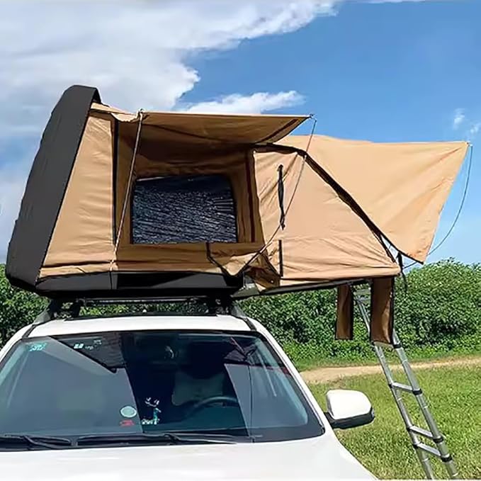 Auto Quick Pop Up Car Tent, SUV Roof Top Tents for Adults, Roomy Truck Van Trailer Tent, Camping Car Tent for 3-4 People, Family Hard Shell Out Door Rooftop Tent, Fast Opening