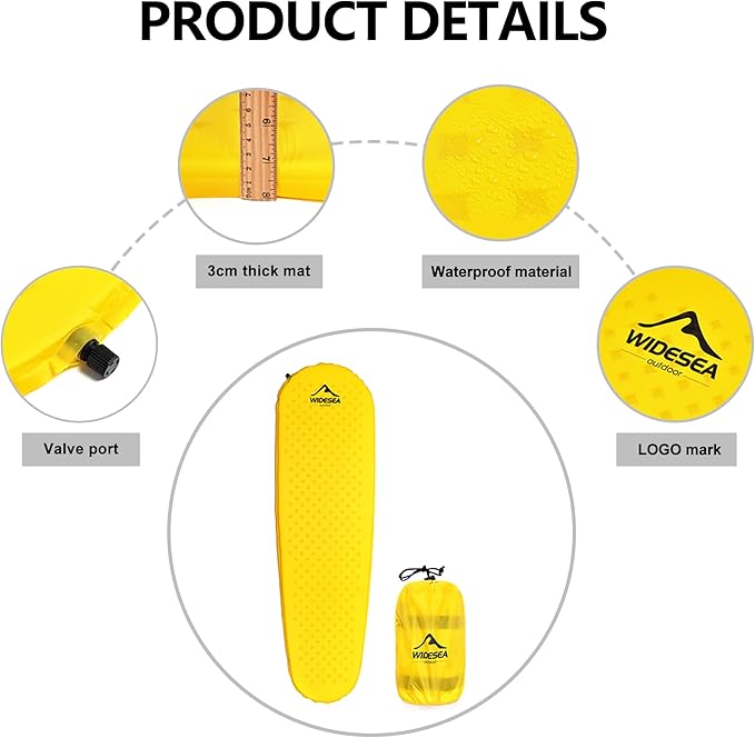 widesea Camping Inflatable Sleeping Pad Sleeping Pad for Camping Ultralight Backpacking pad, Sleeping Mat for Hiking, Traveling Outdoor Activities