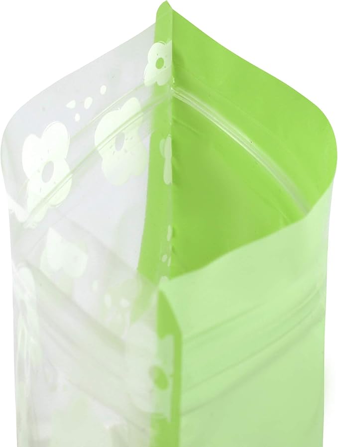 QQ Studio 100 PCS Clear Print Poly Plastic Color Empty Hangover Starter Kit with Resealable Zipper Seal Lock (Flower, 5.12 inch x 5.12 inch)
