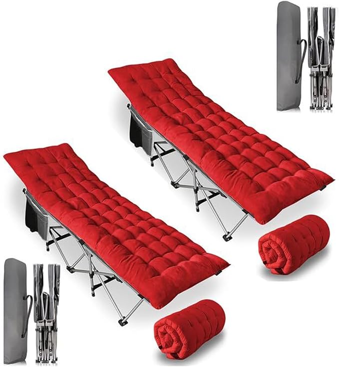 ZONETECH Folding Outdoor Camping Travel Cot and Cot Pad - Premium Quality Lightweight Portable Heavy Duty Adult & Kids Travel with Large Pocket and Cushion
