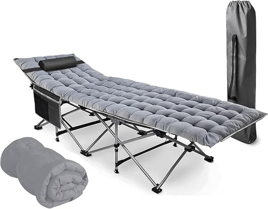 VaygWay Foldable Outdoor Camping Cot and Cot Pad Mattress- Soft Comfortable Lightweight Thick Cotton Sleeping Cot- Portable Hiking, Traveling, Backpacking Waterproof Bottom Pad