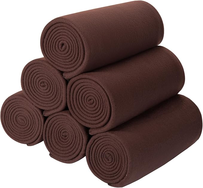 CAI TENG Fleece Blanket Blankets Bulk Pack of 6 Cozy Fleece Throw Blankets 50x60 Warm Soft Lightweight Breathable Pet-Friendly for Bed Sofa Kids Wedding Gifts Camping Luxury Chocolate Brown