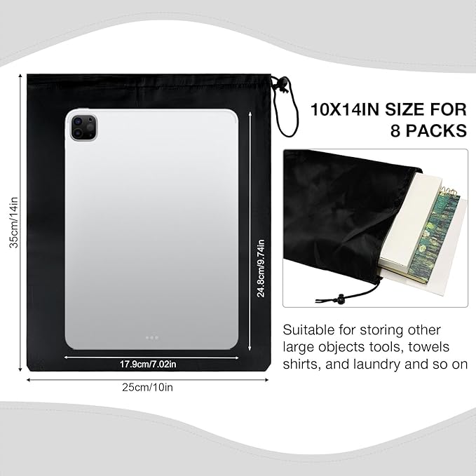 HIIXHC 8-Pack Drawstring Bags with Toggle, Durable Nylon Backpack, Cinch Sack and Ditty Pouch for Gym, Sports, Travel, and Daily Use