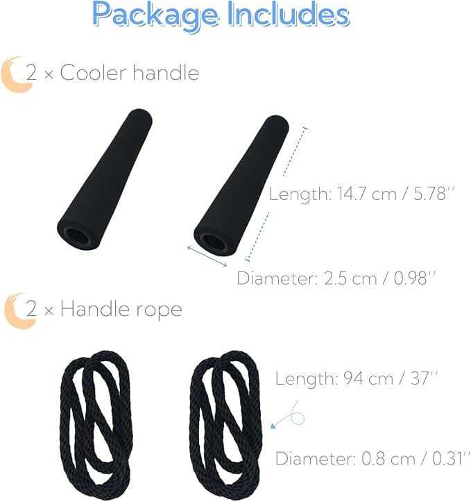 2 Pack Cooler Rope Handle Replacement for YETI, RTIC Coolers, Heavy-Duty, Comfortable Grip, Easy to Install, Perfect for Camping, Fishing, BBQs & Outdoor Adventures