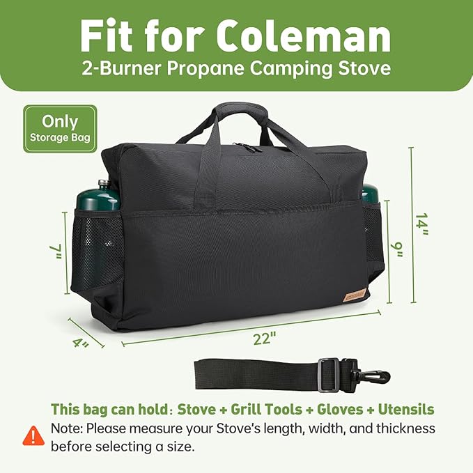 Camping Stove Carrying Case for Coleman 2-Burner,Camp Stove Carry Bag for Camp Chef Everest Stoves | Heavy-Duty Water-Resistant Stove Storage bag | Adjustable Shoulder Strap & Large Pockets