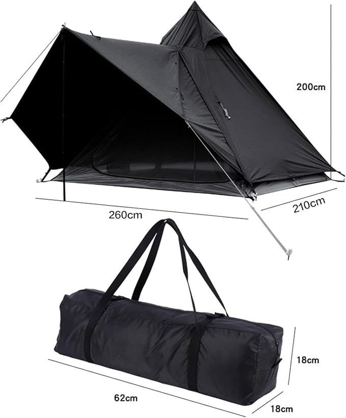 Outdoor Camping Tent, Cotton Canvas Pyramid Bell Tent, Double Layer Family Tent, Perfect for Backpacking, Camping, Hiking, Bushcraft, Travel, Winter Camping