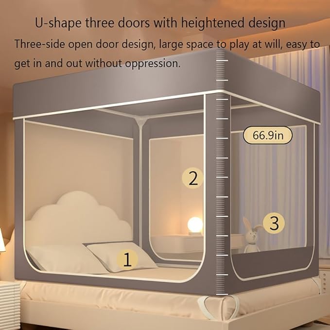Mosquito Net for Bed 2024 Summer Blackout Dustproof Household Bed Curtain, Portable Encrypted Anti-fall Bed Canopy, Ideal for Bedroom Decorative(Dark blue,59.1x78.7in)