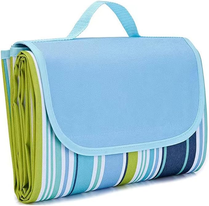 Large 80"x 60" Beach Blanket, Outdoor Picnic Blankets, Waterproof Sandproof Portable Blankets, Foldable and Lightweight for Spring Summer Camping, Beach, Park (Blue)