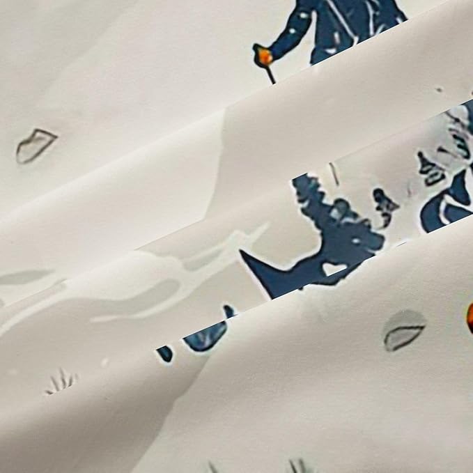 Manfei Skiing Blackout Curtains,Ski Winter Extreme Sport Competition Blackout Curtains,Mountain Snowboarding Pine Tree Natural Boys Girls Room Decor,Beige White 2 Panels,52Wx90L inch