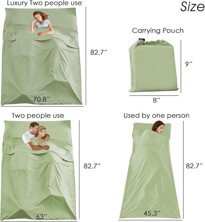 Sleeping Bag Liner Camping Travel Home Bed Sheet Lightweight Breathable Hotel Compact Sacks
