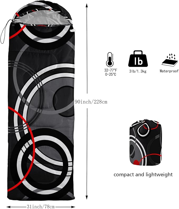 Sleeping Bags for Adults and Kids Camping Sleeping Bags for Girls and Boys Lightweight Waterproof Cold/Warm Sleeping Bag for 3 Season