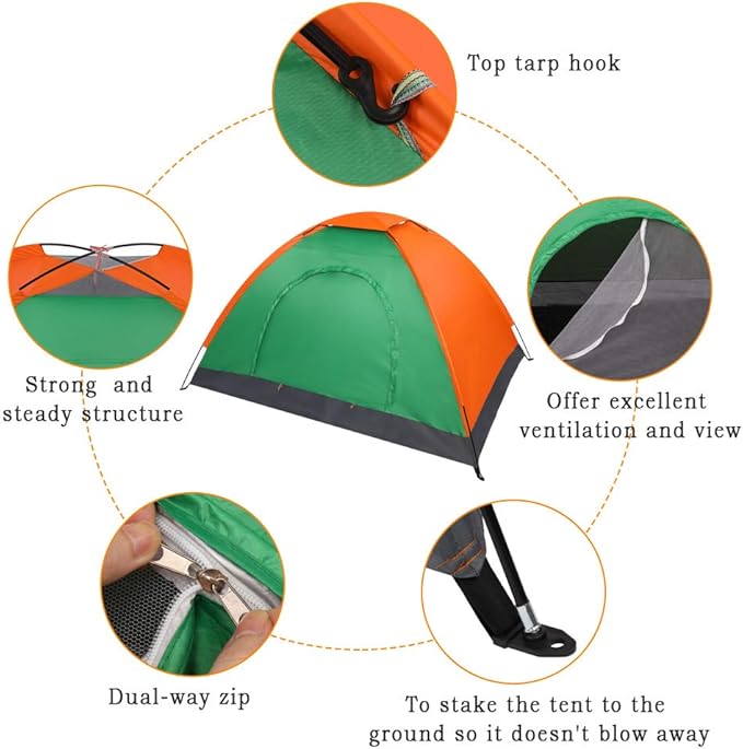 Camping Tent 2 Person Tent Ultralight Easy Set Up and Carry Family Tent Backpacking Tent for Camping, Hiking, Outdoor Festivals