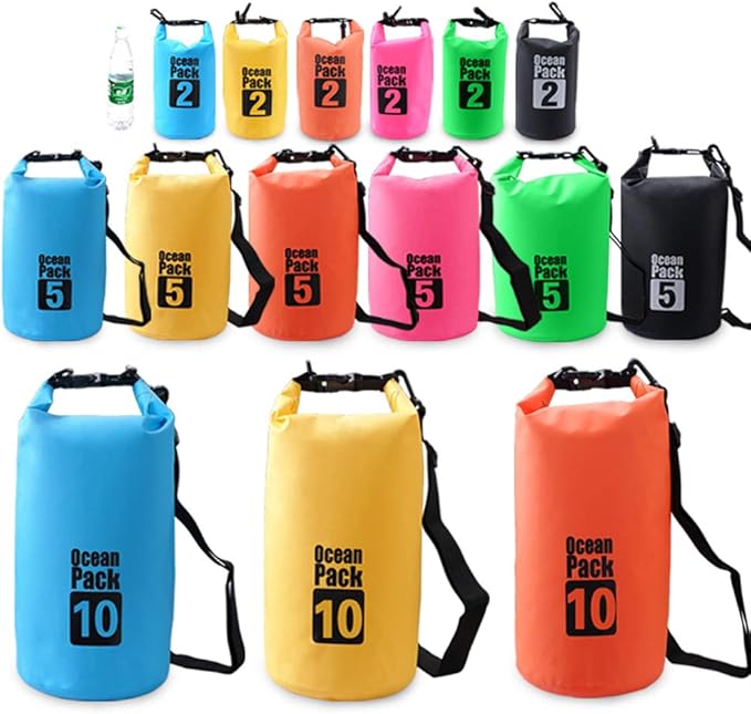 Outdoor Dry Sack Floating Waterproof Bag 2L/3L/5L/10L/15L/20L/30L for Boating, Kayaking, Hiking, Snowboarding, Camping, Rafting, Fishing and Backpacking (Yellow, 2L)