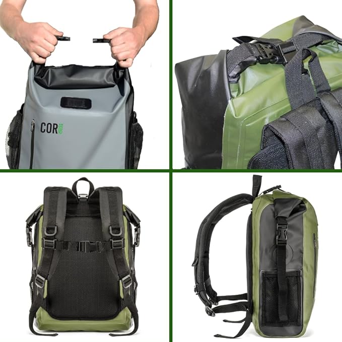COR Surf Waterproof Dry Bag Backpack - Roll Top Drybag with Padded Laptop Sleeve, Has Welded Seams and Ergonomic Shoulder Pad, Ideal for Boating, Hiking, Kayaking, and More, Available in 25L and 40L
