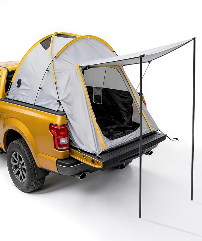 Truck Bed Tent with Awning Pickup Truck Tent for 5–8.2 ft Bed Waterproof PU3000 Oxford Camping Tent Portable Truck Camper for Chevy Silverado 1500 F150 Ram 1500