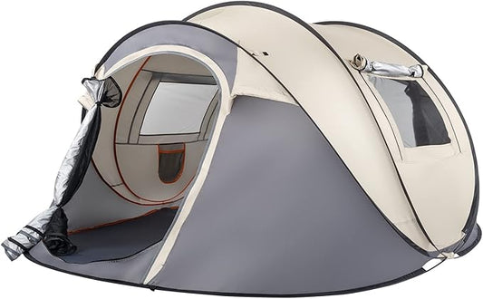 4 Person Easy Pop Up Tent for Camping,Waterproof Automatic Setup 2 Doors-Instant Family Tents with Vestibule & Porch, Large Size Family Tent Automatic Setup for Camping Hiking & Traveling