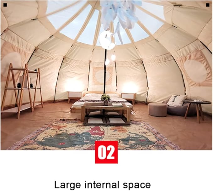 GeRRiT Outdoor Canvas Bell Tent 5M Canvas/900D Oxford Cloth Tent 4 Season Luxury Large Canvas Glamping Tent Yurt for Camping Hiking Party, Beige
