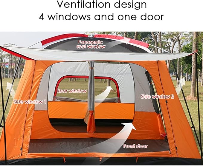 GeRRiT Outdoor Tent, Camping Tent 6 Person, Family Tents for Camping Waterproof, Tent with Living Room and Separate Rooms, 4 Season Tents Big Family Shelter