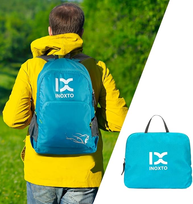 INOXTO 20L Lightweight Hiking Backpack Small Foldable Hiking Daypack for Outdoor Hiking Travel Camping (Blue)