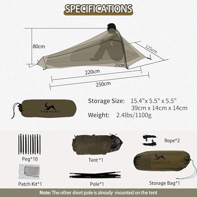 MC TOMOUNT Bivy Tent Ultralight 2.42LBS 1 Person Backpacking Tent for Camping Hiking