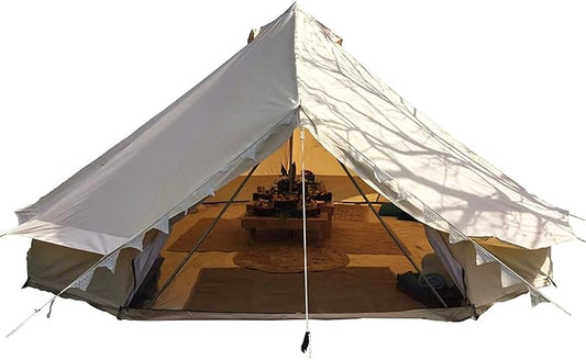 INTSUPERMAI Bell Tent 16.4ft (5m) Canvas Tent 4-Season Yurt Tents Oxford Canvas Bell Yurt Tents for Family Glamping Outdoor Hunting