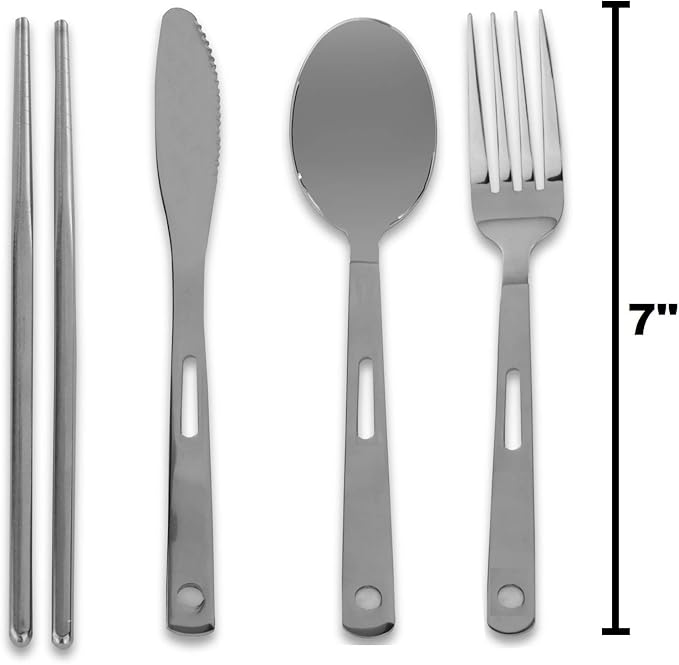 Wealers Unique Complete Messware Kit Polished Stainless Steel Dishes Set| Tableware| Dinnerware| Camping| Buffet| Includes - Cups | Plates| Bowls| Cutlery| Comes in Mesh Bags (4 Person Set)