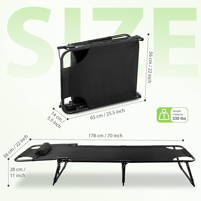 Folding Camping Cot, Heavy Duty Collapsible Foldable Camping Bed for Adults, Indoor Outdoor Portable Sleeping Cot for Hiking, Camping, Fishing，Hunting