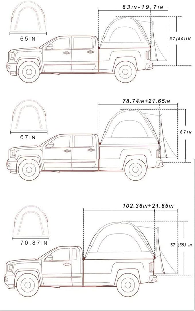 Pickup Truck Tent, Car Tailgate Tent,Waterproof PU2000mm Double Layer Car Bed Camp Tents, for Minivan Outdoor Self-Driving Camping Party Hiking,L