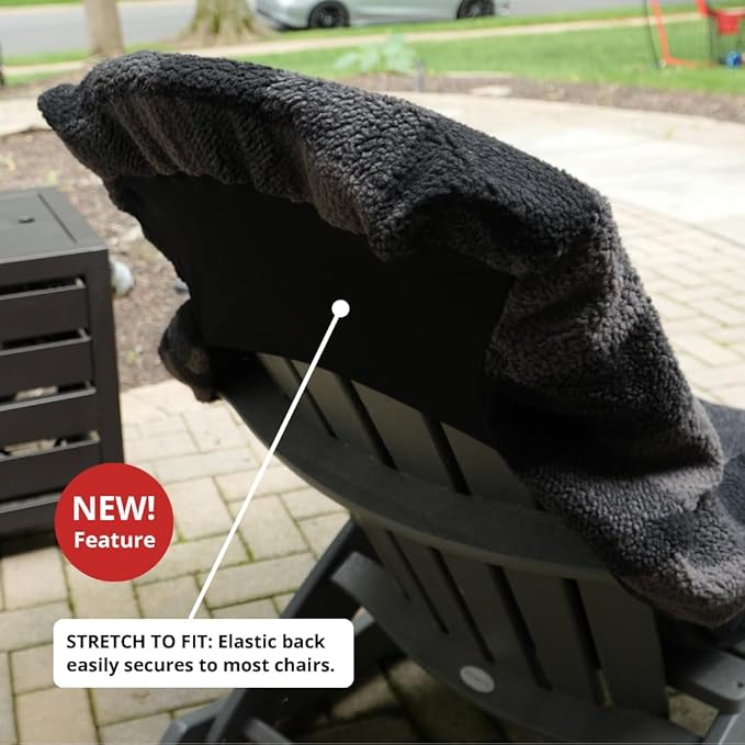 The Chair Blanket – Reversible, Waterproof & Sherpa-Lined - Stretchable Elastic Back - Original Patio Chair Cover – Ideal for Homes and Outdoor Furniture- with Carry Pouch – Gray Plaid