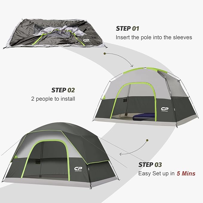 Tents for Camping 6 Person Tent Waterproof Windproof Double Layer Family Camping Tent, Easy Setup Dome Tent with Large Mesh Windows & Wider Door for Outdoor Camping & Hiking